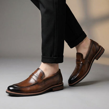 Montovani Leather Penny Loafers