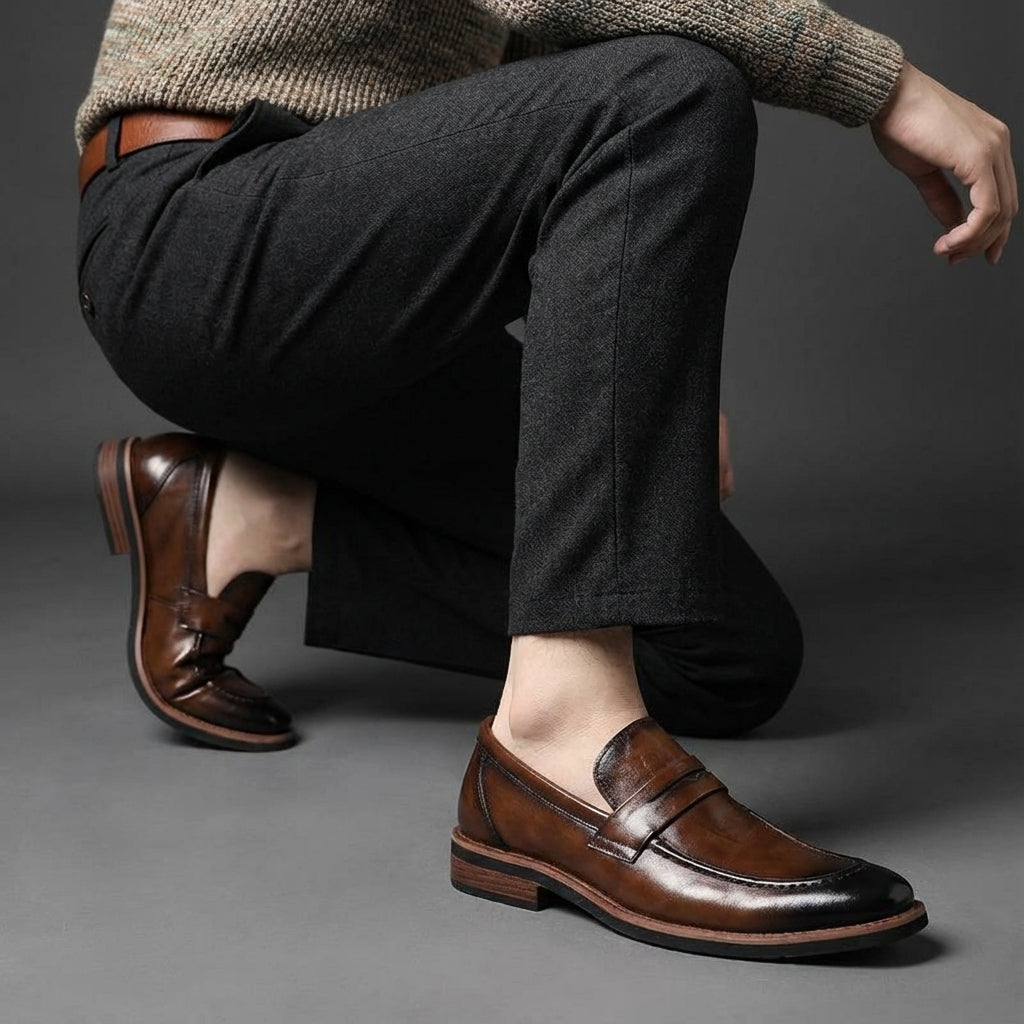 Montovani Leather Penny Loafers