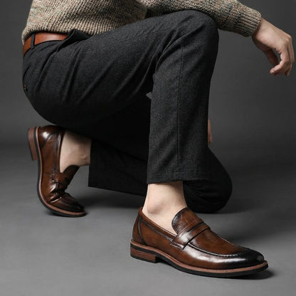 Montovani Leather Penny Loafers