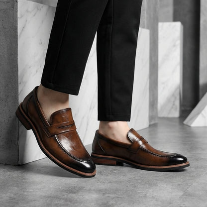 Montovani Leather Penny Loafers