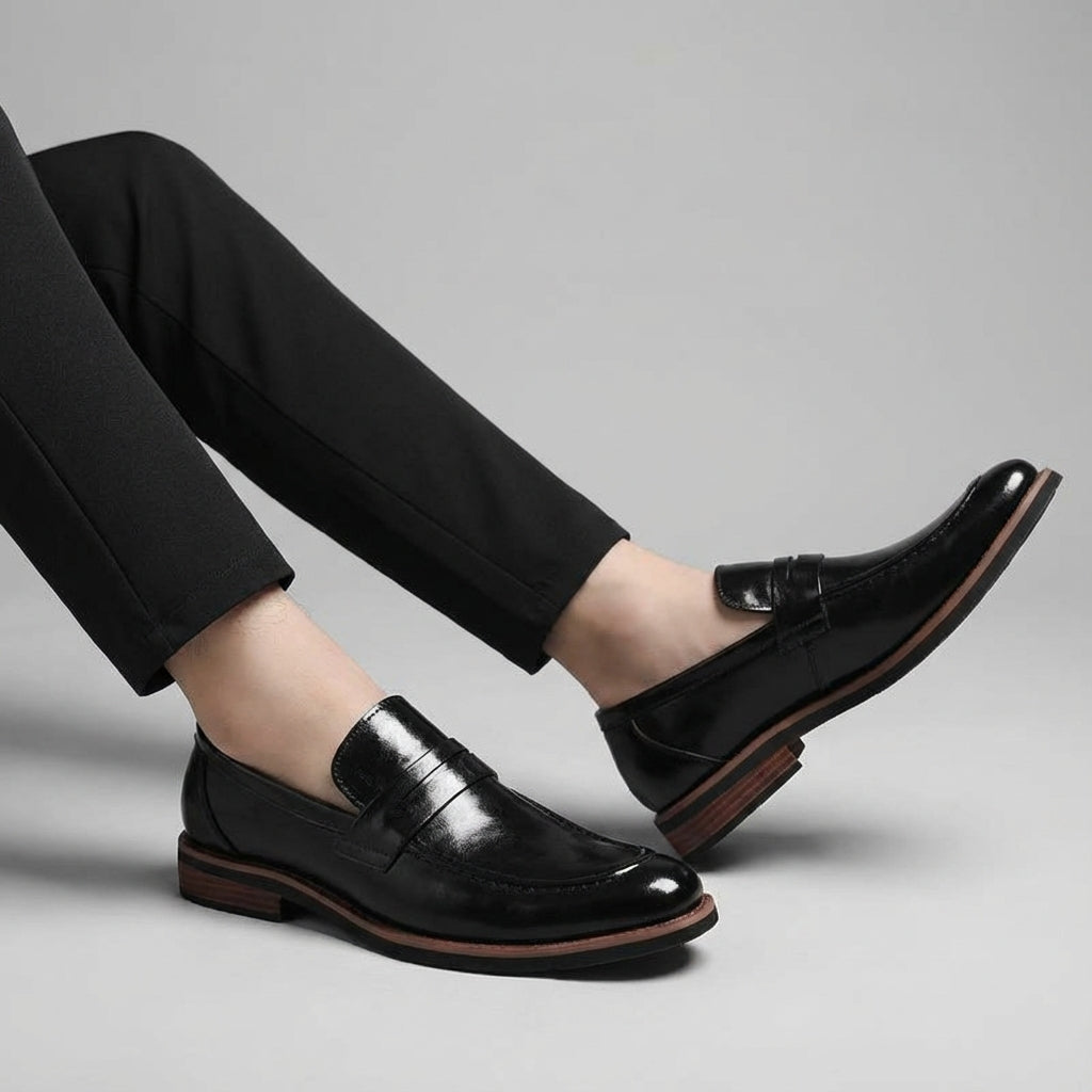 Montovani Leather Penny Loafers