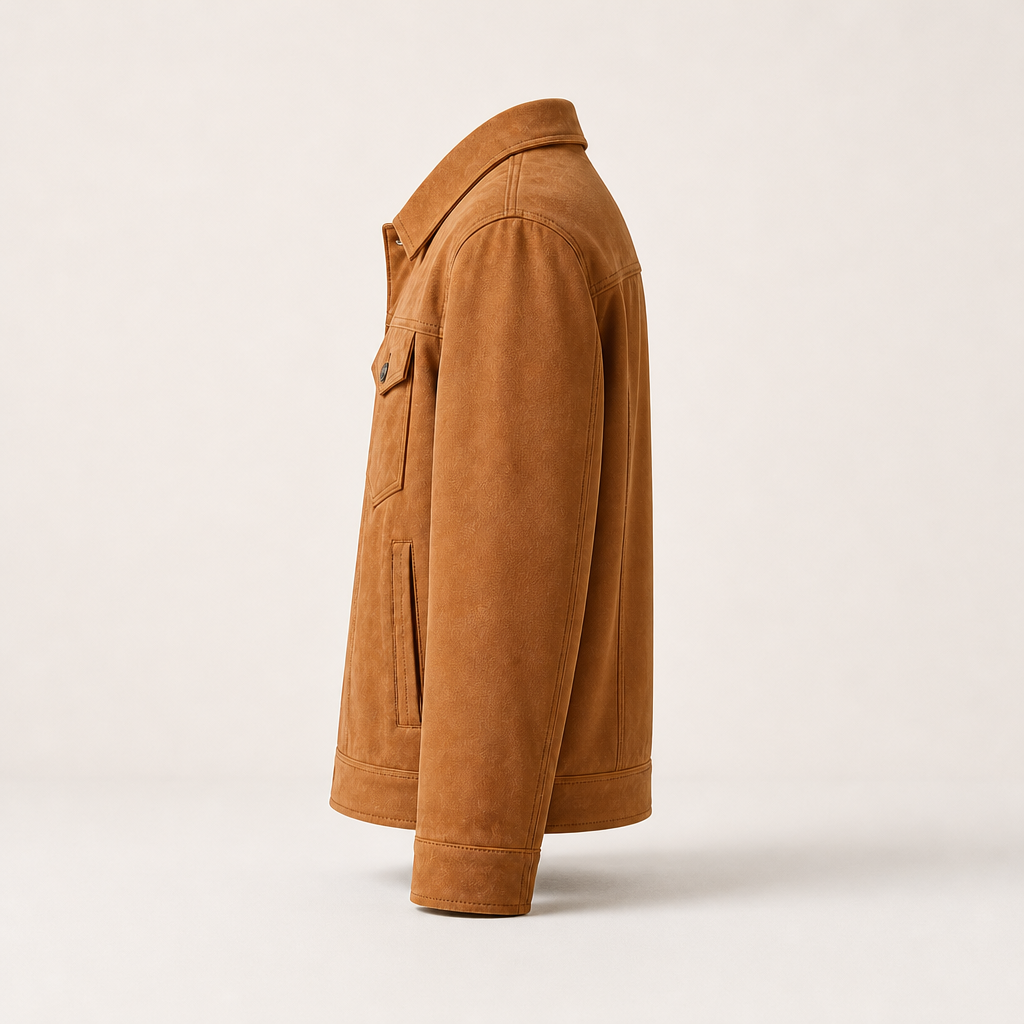 Baxter Men's Suede Workwear Jacket in Deep Brown