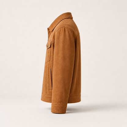 Baxter Men's Suede Workwear Jacket in Deep Brown