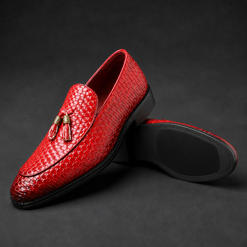 Callum Men's Business Slip-Ons in Deep Red