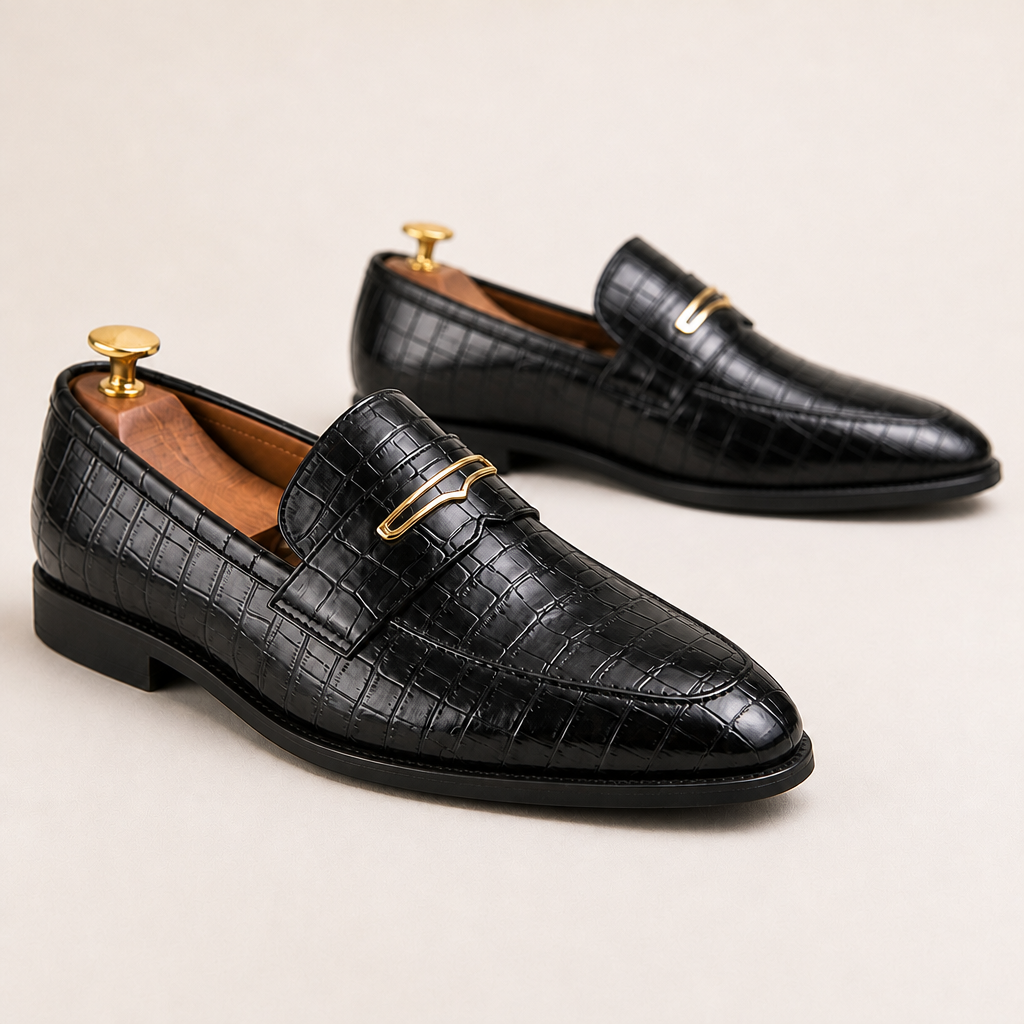 Dorian Modern Leather Loafers — Black
