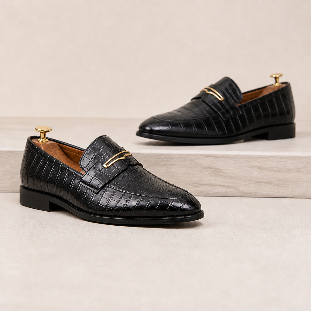 Dorian Modern Leather Loafers — Black