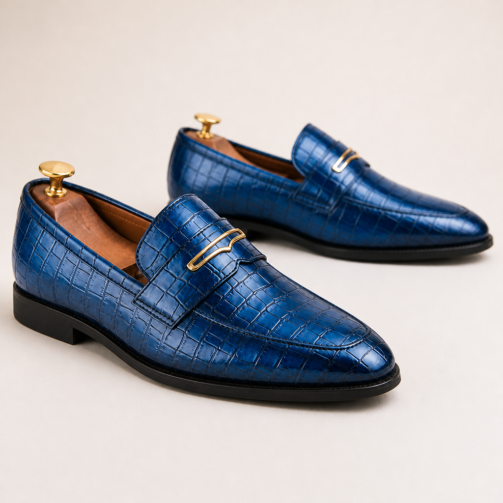 Dorian Modern Leather Loafers — Blue