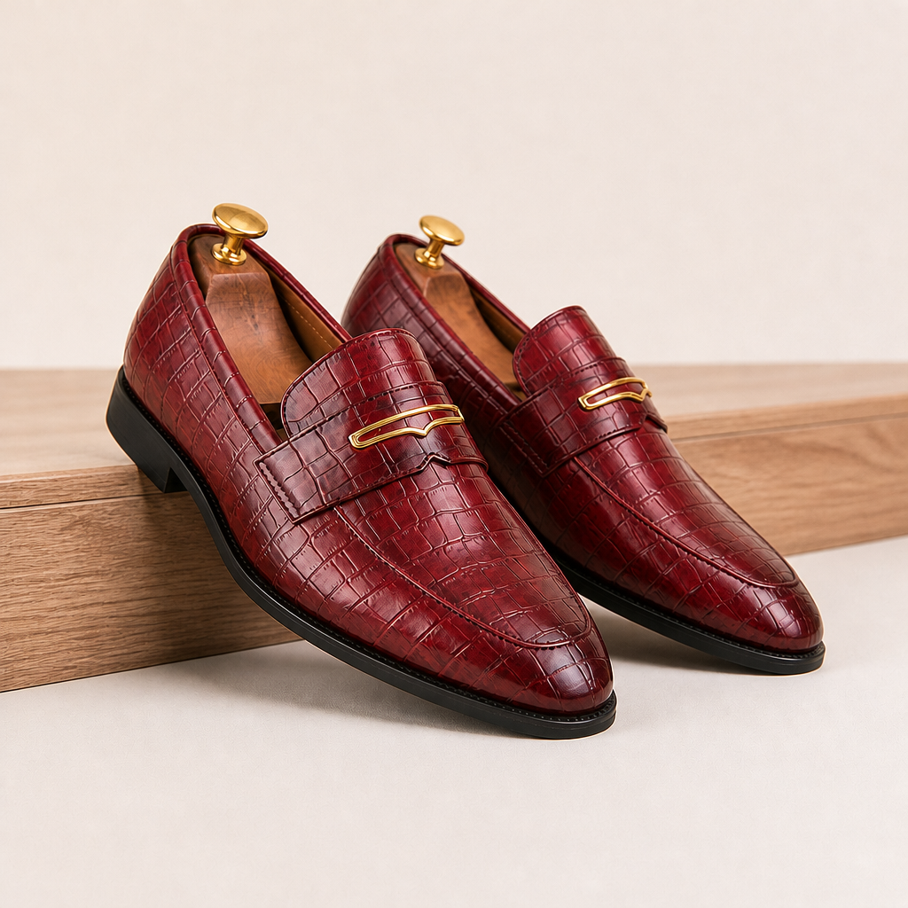 Dorian Modern Leather Loafers — Wine