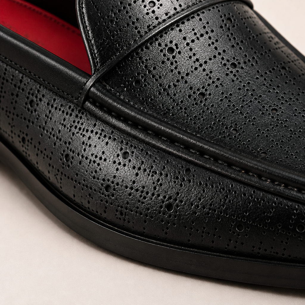 Calder Men's Perforated Loafers in Black