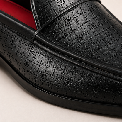 Calder Men's Perforated Loafers in Black