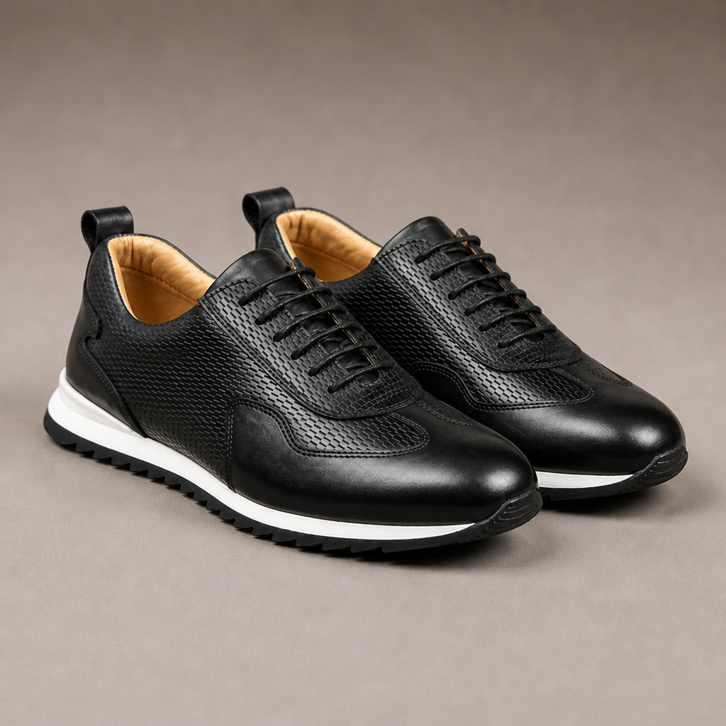 Sullivan Men's Stylish Leather Sneakers in Deep Green