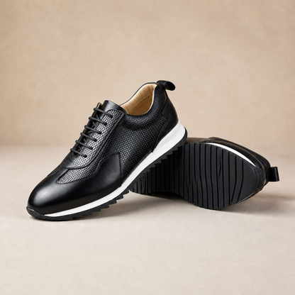 Grayson Cowhide Sneakers — Black