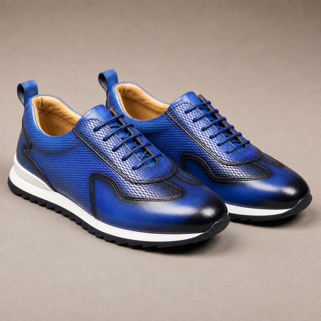 Grayson Cowhide Sneakers — Blue