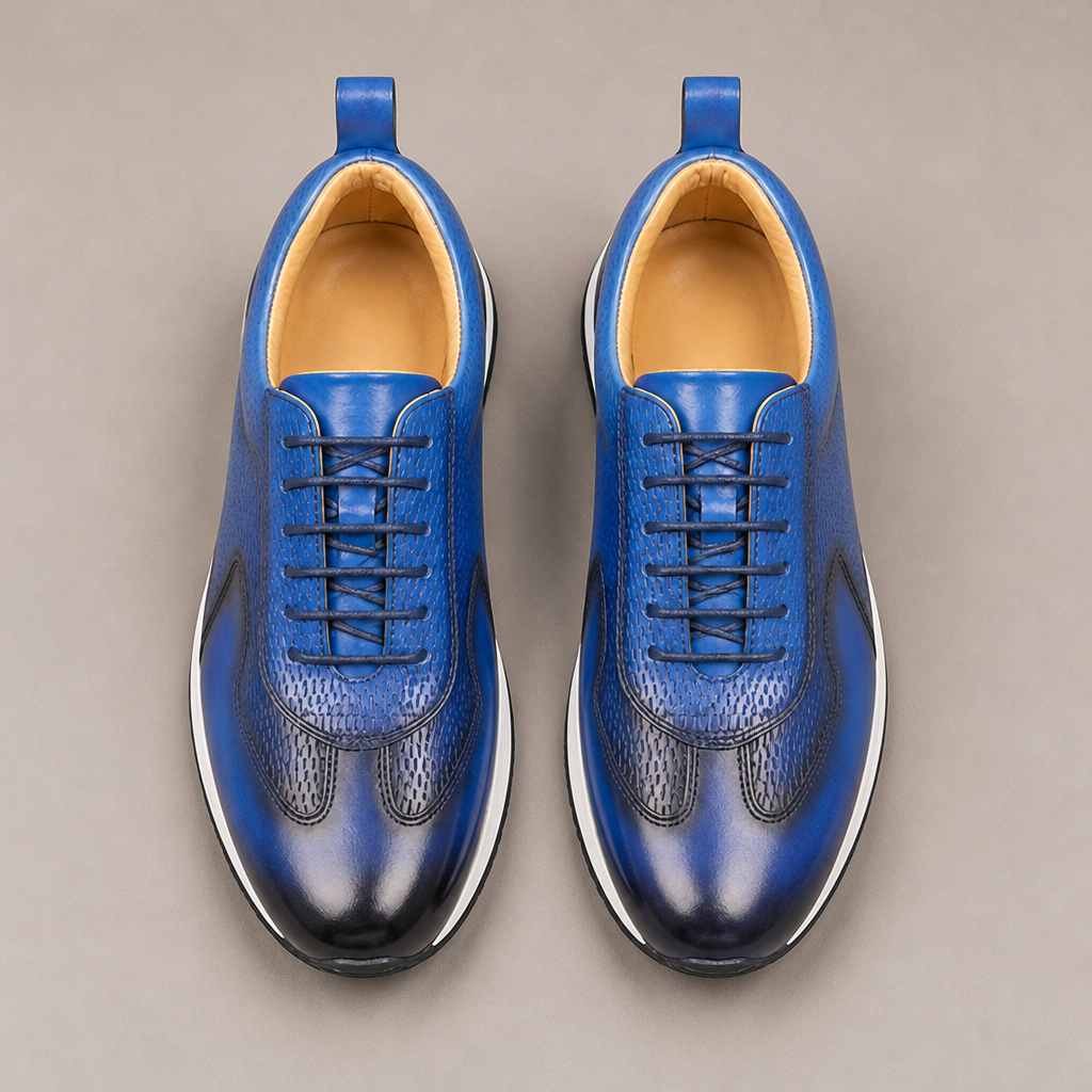 Grayson Cowhide Sneakers — Blue