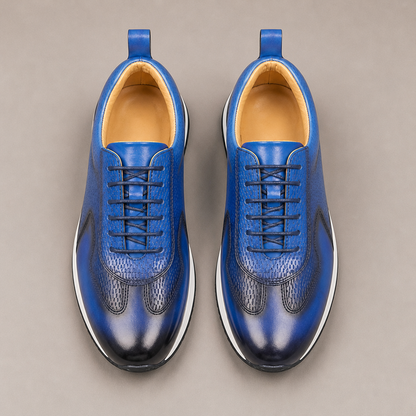 Grayson Cowhide Sneakers — Blue