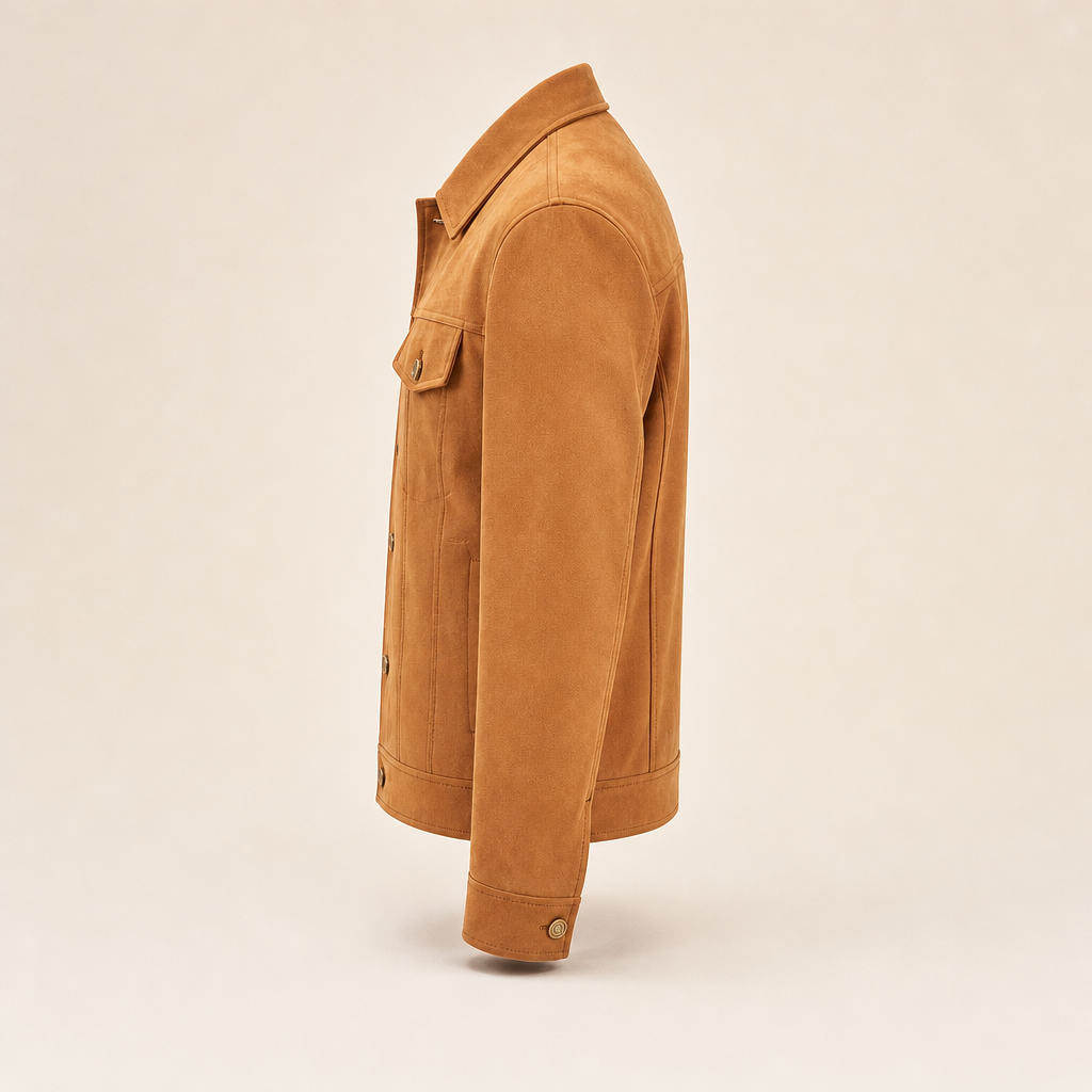 Green men's jacket with button closure