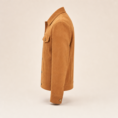 Green men's jacket with button closure