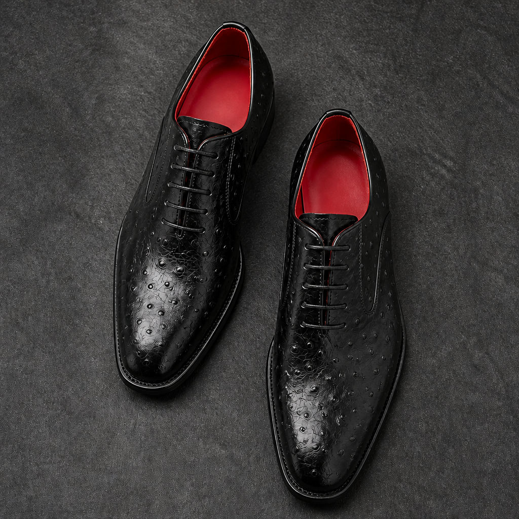 Green business style men's leather shoes