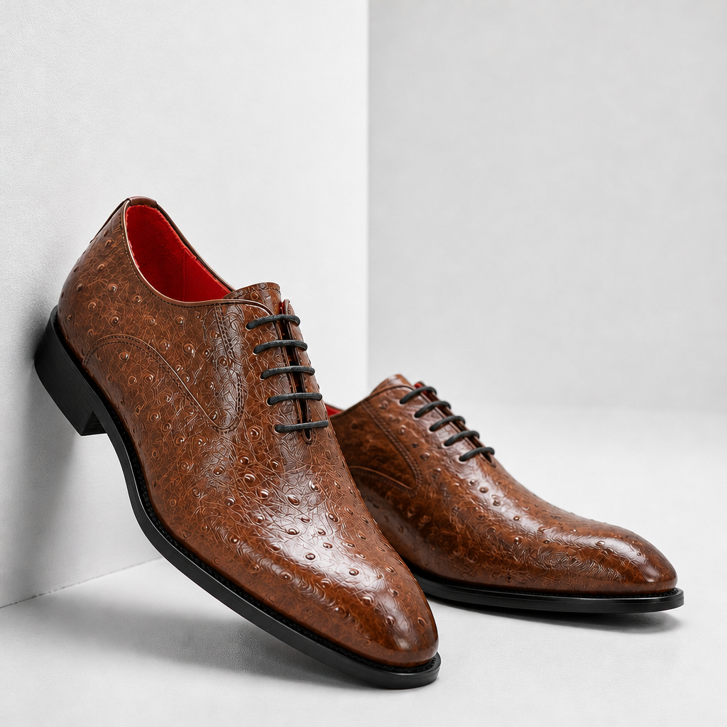 Sky Blue men's leather shoes, low heel