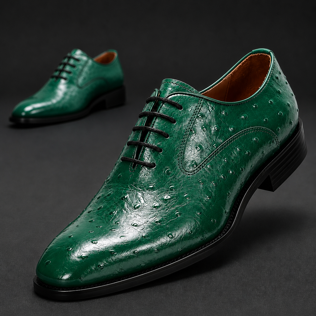 Ridge Ostrich Dress Shoes — Green