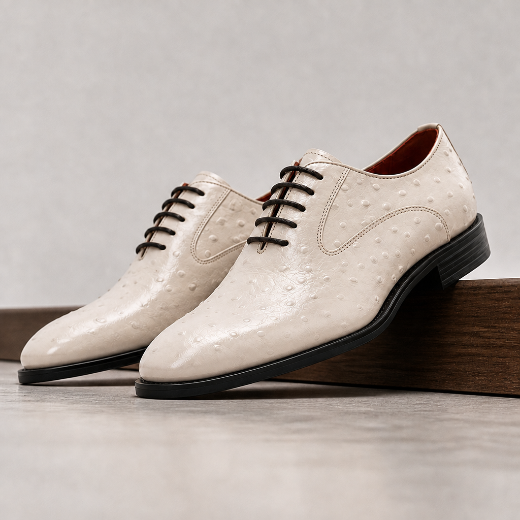 Green men's leather shoes, British style