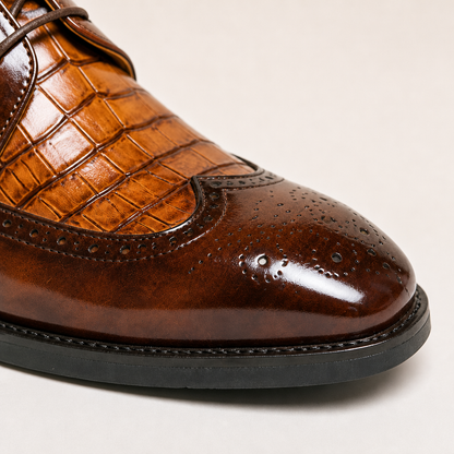 Black leather men's shoes with adhesive sole