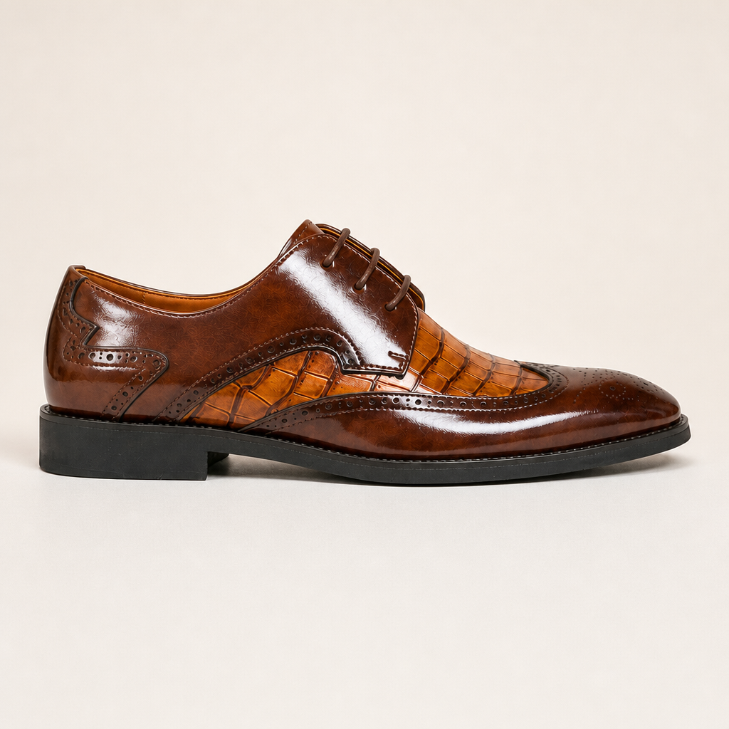 PU leather shoes with classic round toe design